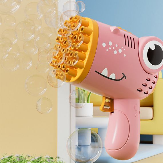 Пістолет для мильних бульбашок Dinosaur Bubble Gun з насадкою на 40 отворів 50ml Pink | Зображення 1