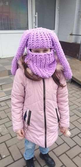 Балаклава колір 378 плюшева з вушками зайчика | Зображення 6