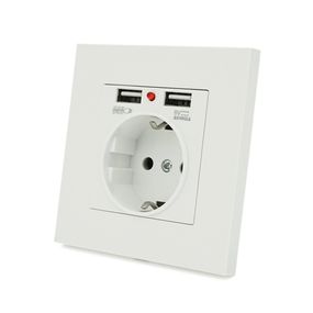 Розетка врезная,Input: AC 100-250V 16A,2-USB выхода,White