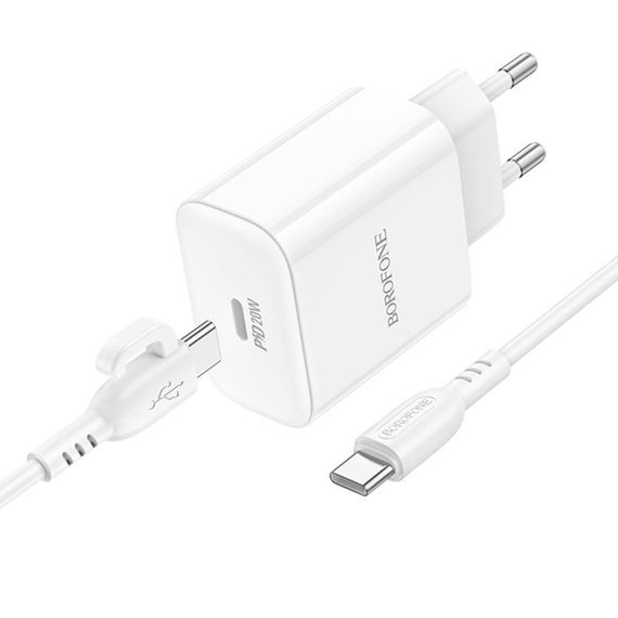 МЗП Borofone BA81A PD20W (1USB-C) + кабель Type-C to Type-C White | Зображення 2