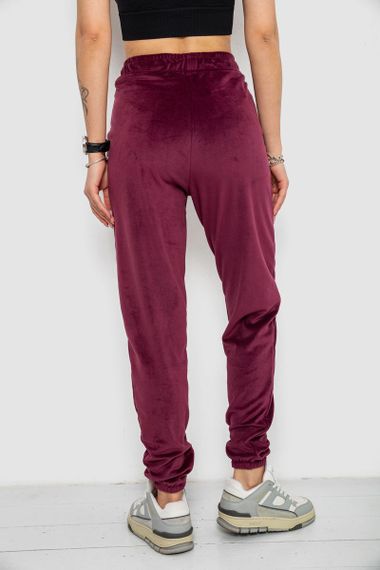 Спортивні штани жіночі велюрові, колір бордовий, 238R58646 | Зображення 3