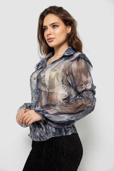 Блуза жіноча з принтом шифонова, колір сірий, 230R1503 | Зображення 2
