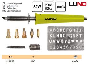 Набор паяльник выжигатель Польша P=30 Вт t=400°C 11 штук LUND-78890