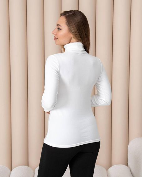 Жіноча тепла водолазка-гольф напівшерсть на термофлісі колір білий розмір 46/48 DM09.09 | Зображення 1