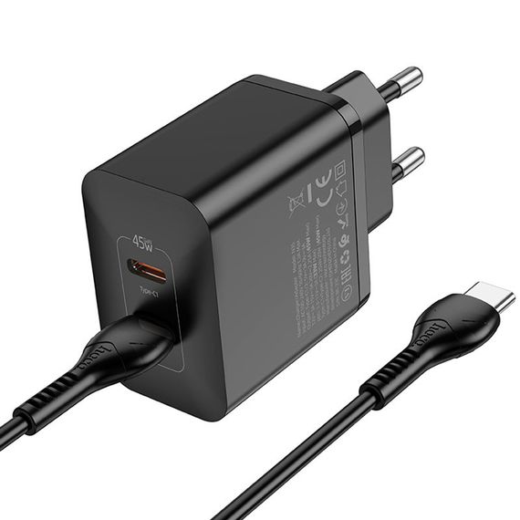 МЗП Hoco N35 Streamer PD45W (2USB-C) + кабель Type-C to Type-C Black | Зображення 2