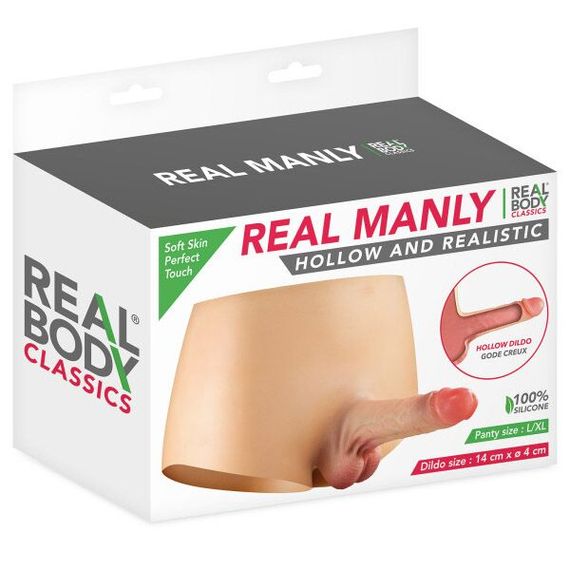 Силіконові трусики з порожнистим фалоімітатором Real Body Real Manly Hollow, L/XL, для нього | Зображення 4