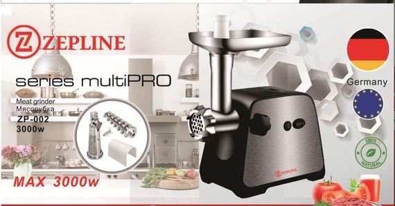 Электрическая мясорубка с насадкой для томатов Zepline ZP-002 3000 W | Зображення 4