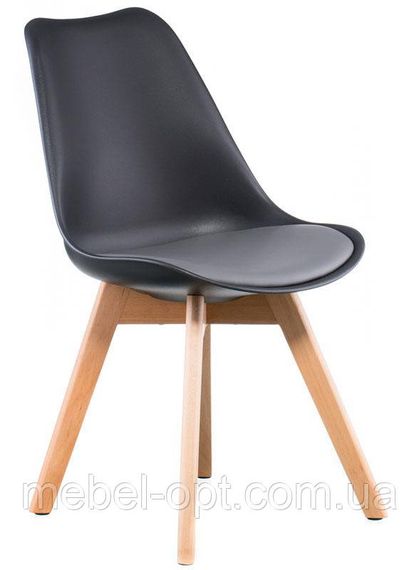Стул Sedia black-grey DSM Eames Style, черное пластикое сиденье с мягкой подушкой и деревянные буковые ножки | Зображення 4