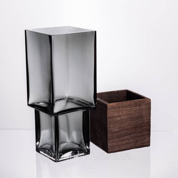 Ваза для цветов квадратная стеклянная 10×10×25 (см) декоративна ваза 1.5 (л) из толстого стекла HP-19-160-3 | Зображення 1