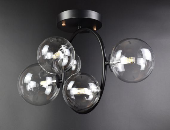 Люстра стельова на 5 лампочок 25965 Чорний 51х24х52 см. | Зображення 2