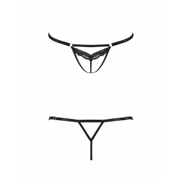Відверті трусики-стрепи з мереживом SOLON THONG black L/XL - Passion Exclusive | Зображення 4