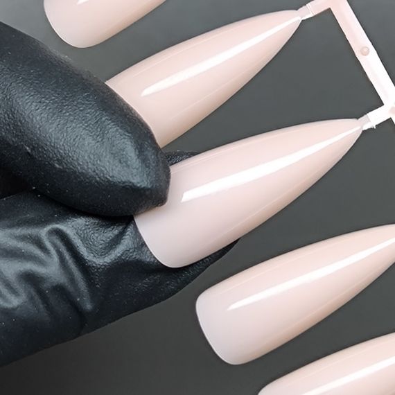 Гелевые типсы для наращивания №2 бежевые 24шт (средний стилет) | Зображення 1