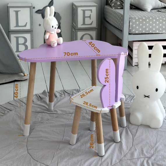 Дитячий столик хмарка 46х70х40, трюмо для дівчаток до 7 років, фіолетовий | Зображення 2