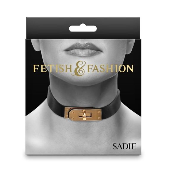 Нашийник із золотистою фурнітурою NS Novelties Fetish & Fashion, чорний sexstyle | Зображення 1