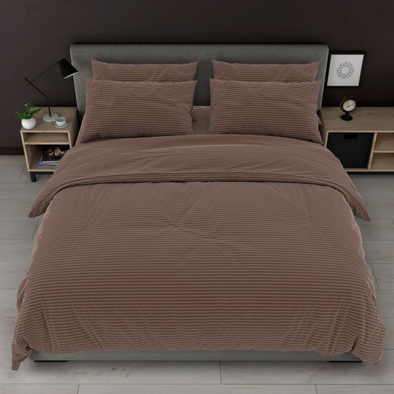 Комплект постельного белья LoveYouHome бязь gold Полоска шоколад Двуспальный 175x215 см (7266)