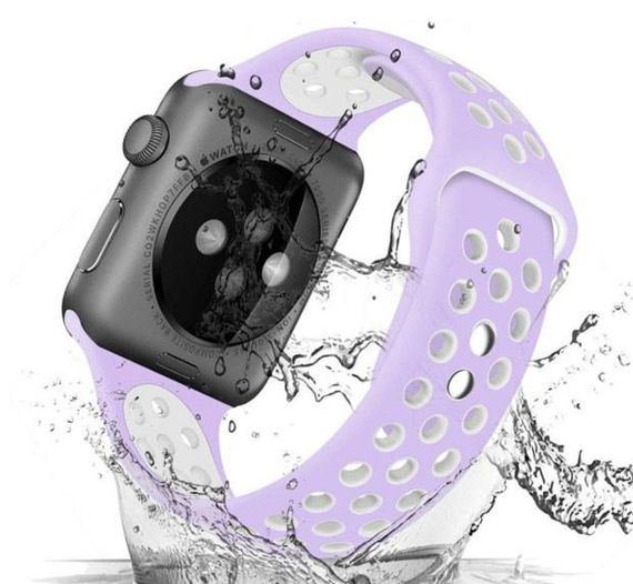 Спортивний ремінець з перфорацією Primo для Apple Watch 38mm / 40mm / 41mm - Purple&White | Зображення 2