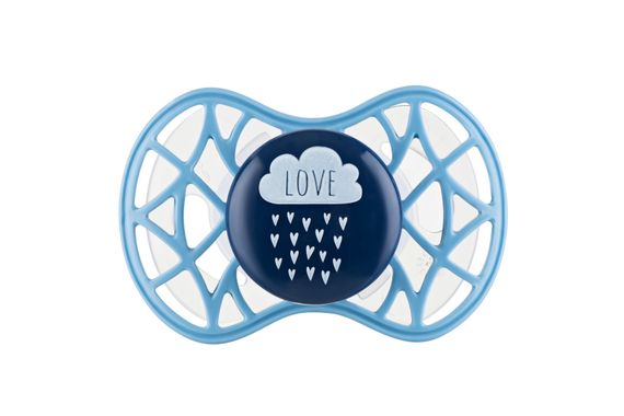 Пустышка симметрическая Nuvita NV7085 Air55 Cool 6m+ &quot;LOVE&quot; голубо-синяя (NV7085CB)