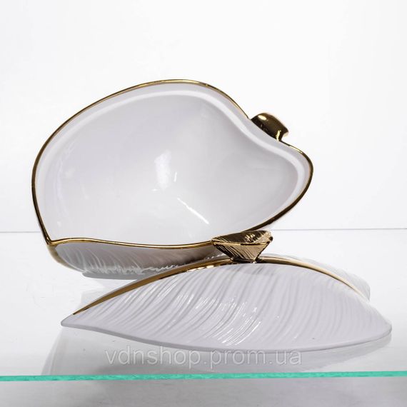 Супниця 800 (мл) каструля 26×18×14 (см) з кришкою Білий з золотом | Зображення 3