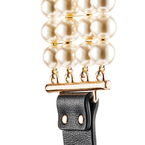 Поводок и ошейник Guilty Pleasure Pearl с жемчугом, черно-золотые Sex Aura | Зображення 3
