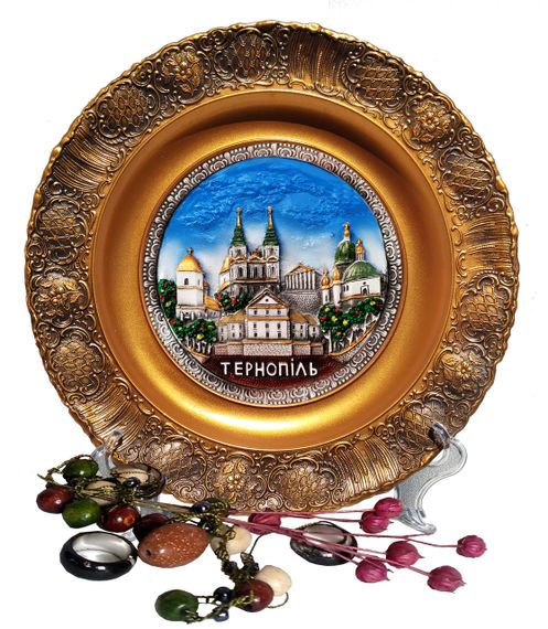 Сувенірна тарілка Тернопіль Декоративна підвісна тарілка Рельєфна тарілка | Зображення 1