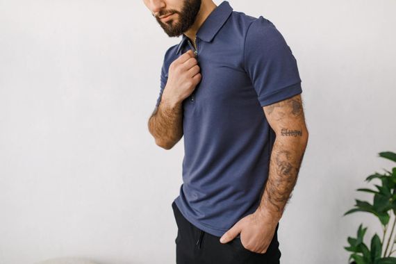 Мужское поло-футболка на пуговицах BD0046 цвет серый (графит), размер XL | Зображення 2