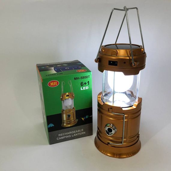 Туристичний ліхтар лампи на сонячній батареї з павером CAMPING MH-5800T (6+1 LED). Колір: коричневий | Зображення 3