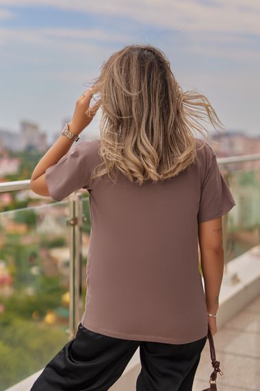 Жіноча футболка з принтом Labubu колір моко, розмір 46/48, GF05257 | Зображення 5