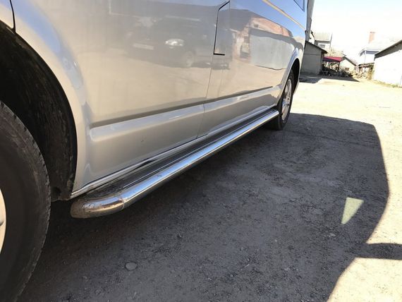 Боковые пороги Premium (2 шт, нерж) 42 мм, короткая база для Volkswagen T5 Caravelle 2004-2010 гг | Зображення 2