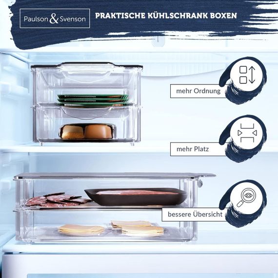 Органайзер для холодильника Paulson & Svenson, набір 6 контейнерів, з кришками та рифленими вставками | Зображення 1