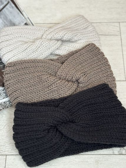 Пов'язка на голову в'язана тепла Чорний 55-58р  One Size (3122) | Зображення 6