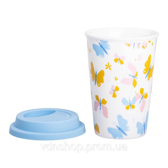 Фарфоровый стакан с силиконовой крышкой и отверстием для трубочки 420 мл Белый RX-N240546W | Зображення 2