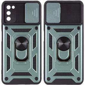 Ударостійкий чохол Camshield Serge Ring для Samsung Galaxy A03s TPU+PC, Шторка на камеру, Зелений