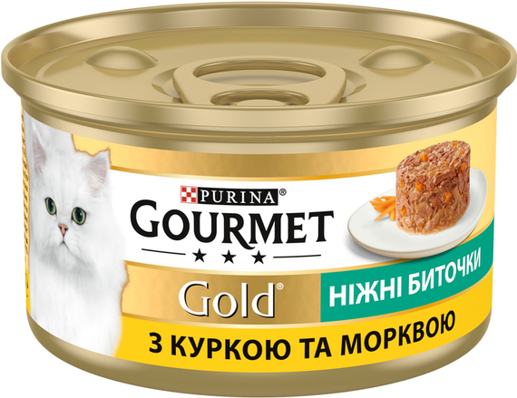 Влажный корм Purina GOURMET GOLD для взрослых котов, курица с морковкой 85г | Зображення 1