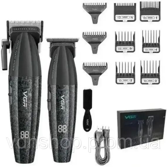 Професійний набір для стрижки волосся VGR V-640 Машинка та триммер з дисплеєм