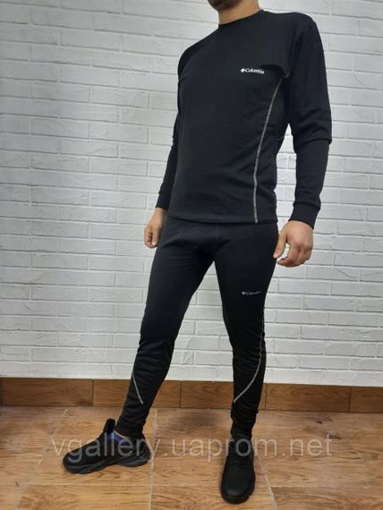 Комплект чоловічої термобілизни Columbia Чорний на флісі біла строчка, теплий і дуже зручний набір L