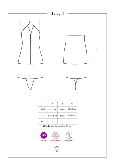 Еротичний костюм покоївки Obsessive Servgirl costume S/M, халат, стрінги, фартух, обруч | Зображення 4