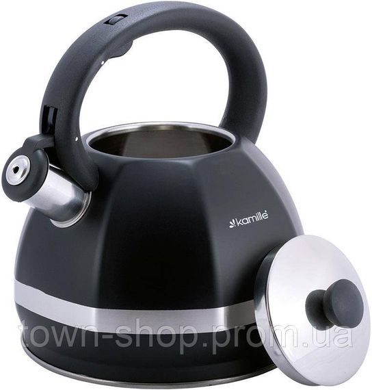 Чайник Kamille Marshmallow 3л из нержавеющей стали со свистком, черный KM-1078 | Зображення 2