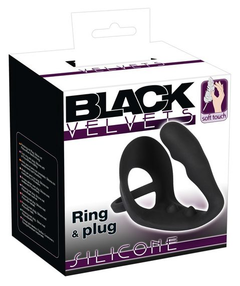 Анальна пробка з ерекційним кільцем - Black Velvets Ring & Plug Sex Aura | Зображення 9