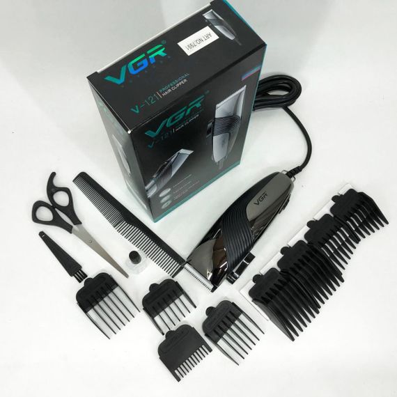 Професійна машинка VGR V-121 провідна машинка для стрижки волосся керамічне лезо, 8 насадок | Зображення 3