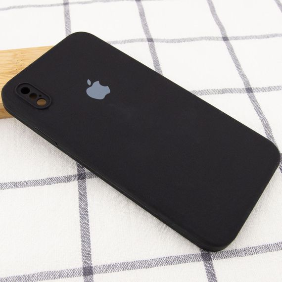 Чехол Silicone Case Square Full Camera Protective (AA) для Apple iPhone XS Max (6.5") Чорний / Black | Зображення 1