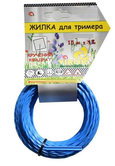 Жилка для тримера "Кручений КВАДРАТ" TM VIROK : Ø= 2.0 мм, l= 15 м VR-10V041