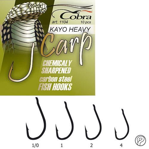 Крючки рыболовные Cobra Кобра CARP KAYO HEAVY серазмер 1104NSB разм.001 10 шт в упаковке