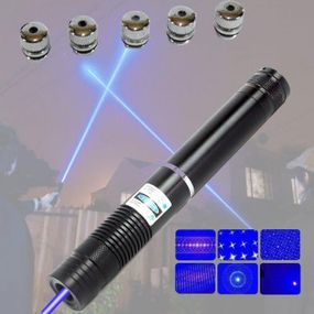Лазерна указка (лазерний вказівник) 10000МВт синя з насадками Laser Blue YXB 008