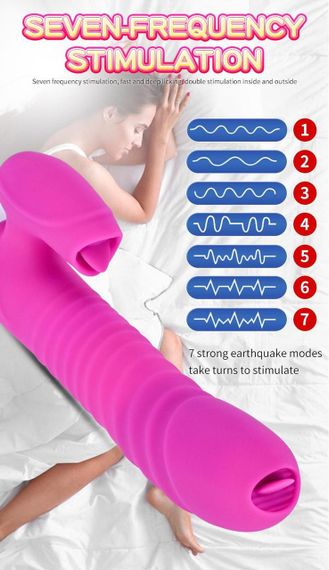 Вібратор - Silicone Vibrator USB 7 Function and Thrusting Function / Heating Purple sexstyle | Зображення 4
