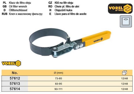 Ключ знімач масляного фільтра 95-111 мм VOREL-57614