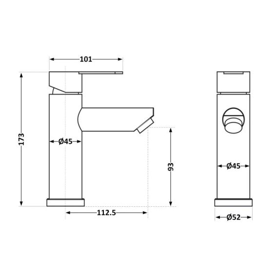 Змішувач для раковини Brinex Pure 001F низький  Graphite BRIPUR001FGRP | Зображення 1