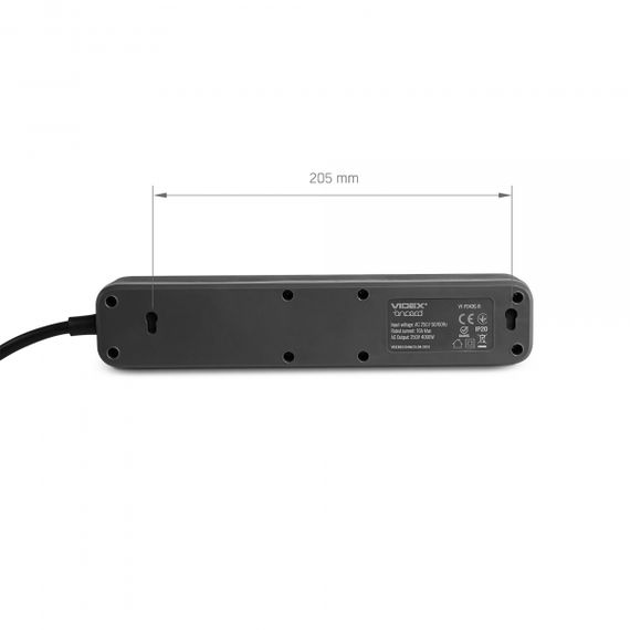 Мережевий подовжувач VIDEX ONCORD з/з 4п 3м (3x1.5мм) з кнопкою Black | Зображення 5