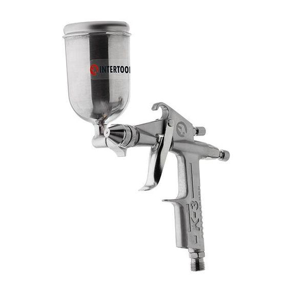 Фарбопульт пневматичний HP MINI, форсунка 0.5 мм, верхній металевий бачок 200 мл, 5бар INTERTOOL PT-03031