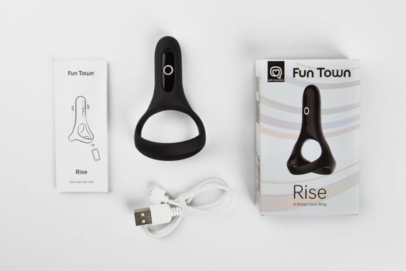 Двойное эрекционное кольцо Fun Town Rise Black, управление со смартфона | Зображення 3