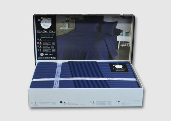 Постельное белье Cotton Shine Stripe Satin 200х220 Lacivert | Зображення 2